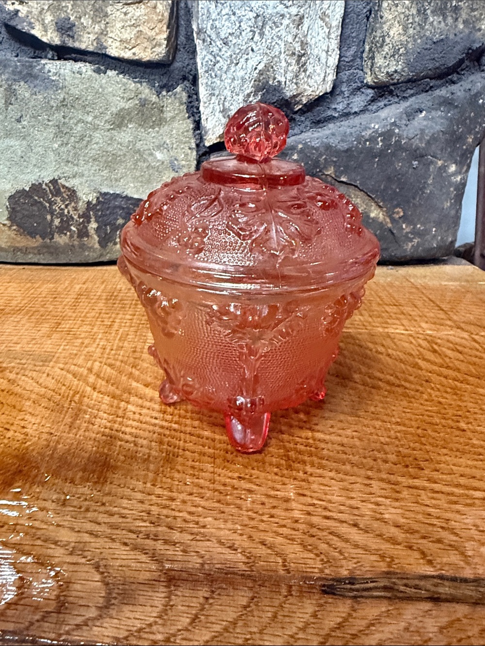 Pink Vintage-Style Glass Covered Candy Dish